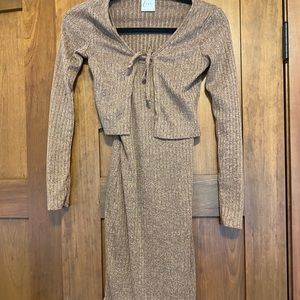 Two- Piece Brown Mini Dress Set